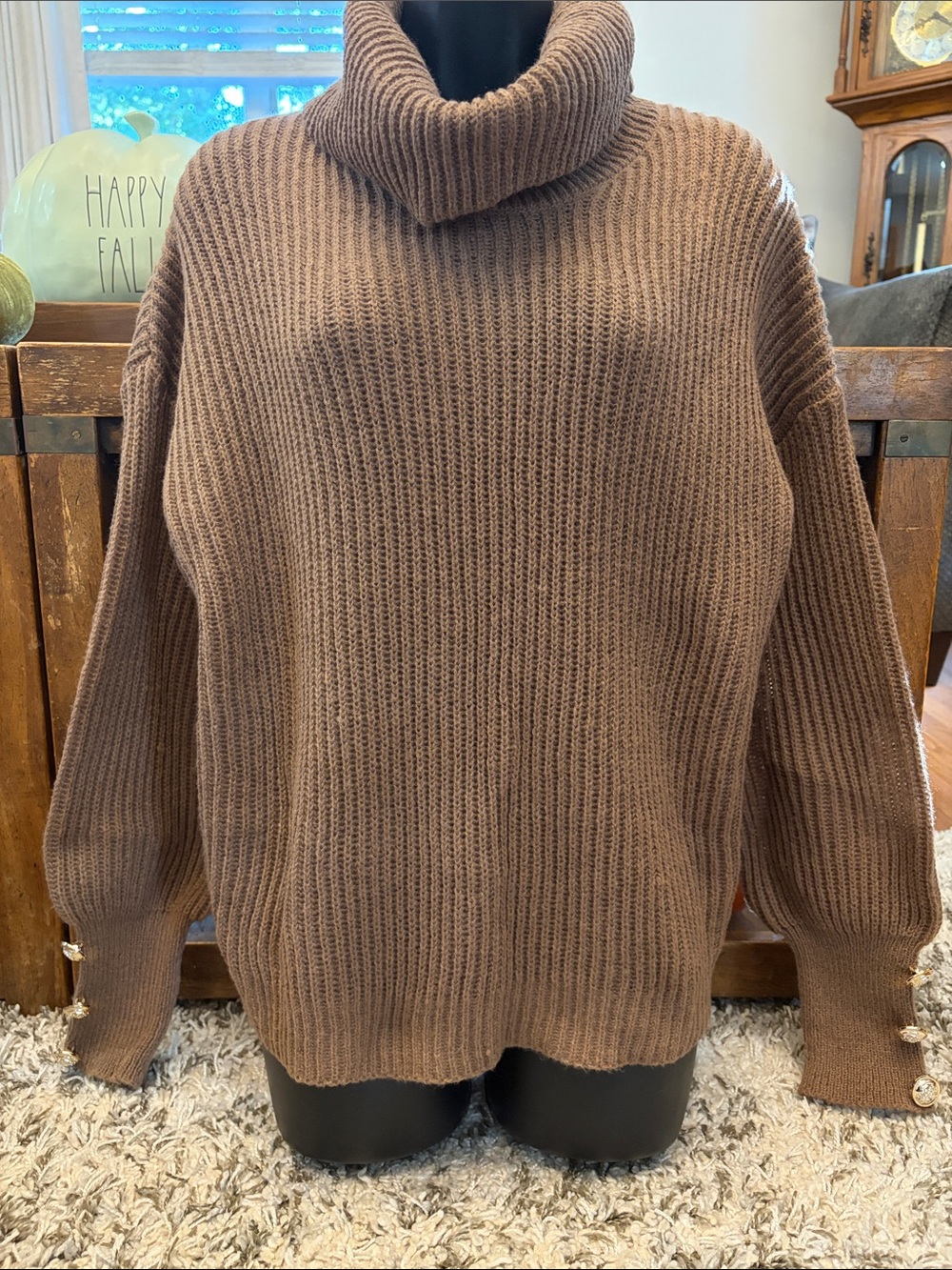 SHEIN Women’s Chunky Turtleneck Sweater in Brown size Medium